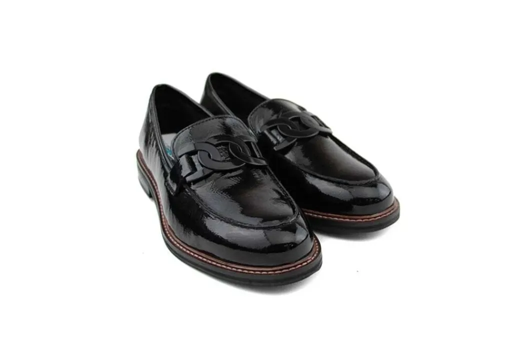 Instappers | Loafers / Instappers^Ara Loafer Ketting Schwarz Lack