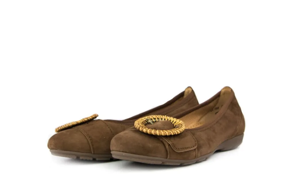 Ballerina's | Loafers / Instappers^Gabor Ballerina Gesp New Whisky Samtchevreau