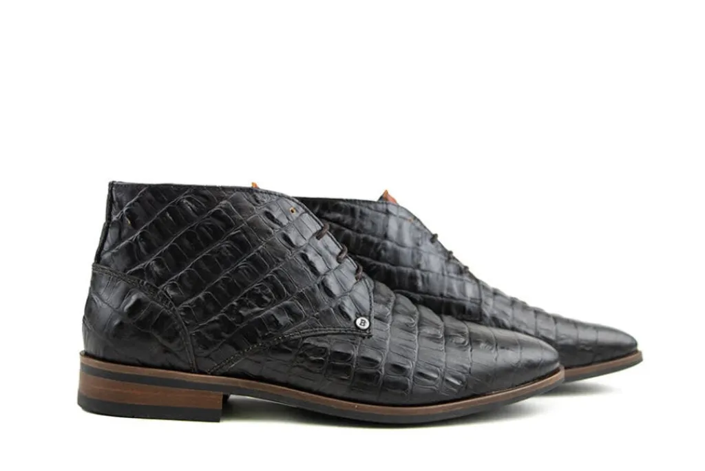 Hoge Veterschoenen | Nette Schoenen^Berkelmans Albardon Black Brown Kroko