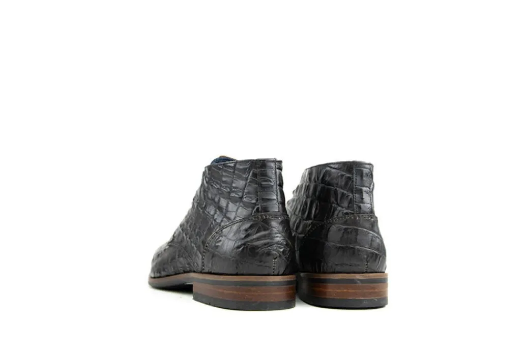 Hoge Veterschoenen | Nette Schoenen^Berkelmans Albardon Black Brown Kroko