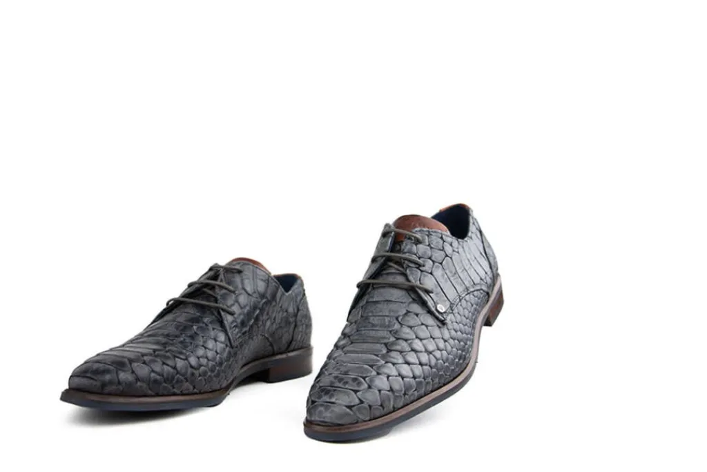 Veterschoenen | Nette Schoenen^Berkelmans Veter Cartagena Reptile Black Grey