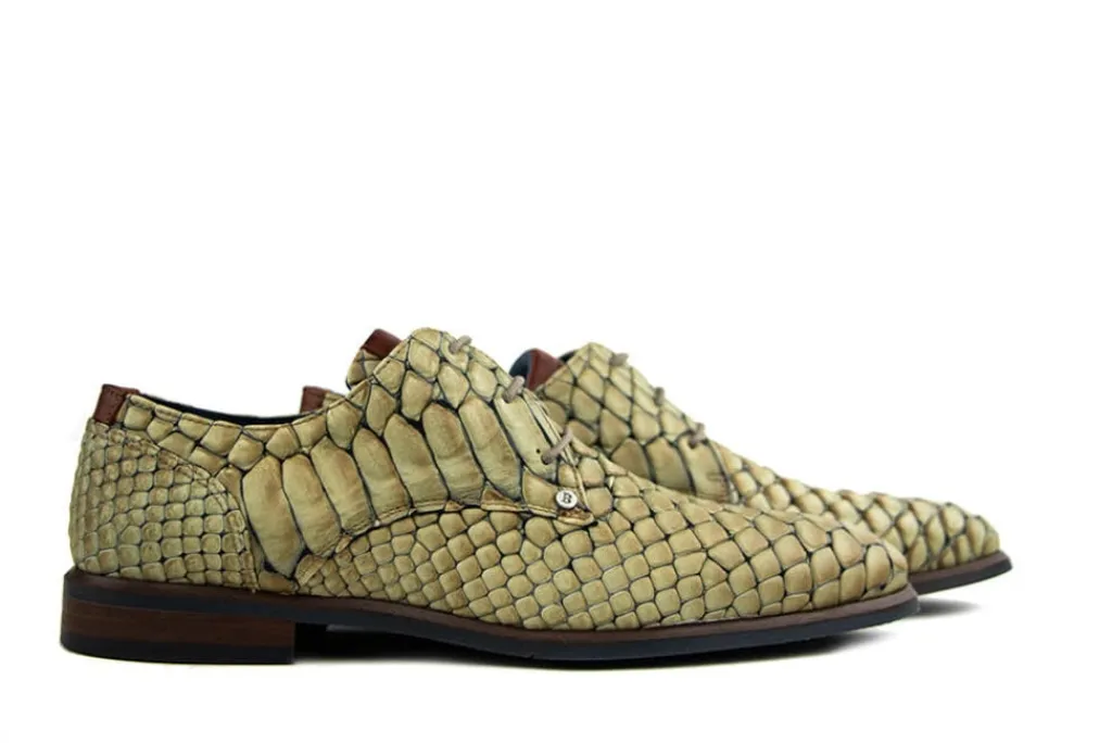 Veterschoenen | Nette Schoenen^Berkelmans Veterschoen Cartagena Reptile Beige Zulu
