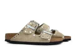 Sandalen En Slippers | Slippers^Birkenstock Arizona Rivet Border Taupe Narrow