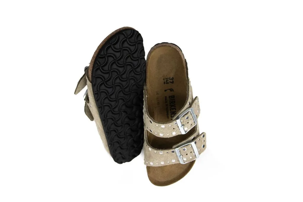 Sandalen En Slippers | Slippers^Birkenstock Arizona Rivet Border Taupe Narrow