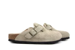 Slippers | Sandalen En Slippers^Birkenstock Boston Shearing LEVE Taupe Suede