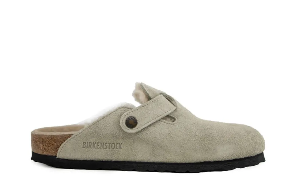 Slippers | Sandalen En Slippers^Birkenstock Boston Shearing LEVE Taupe Suede