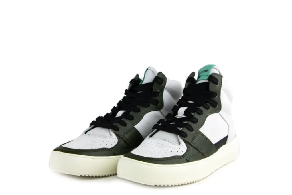 Sneakers^Blackstone Hoge Sneakers Dwayne Wit Groen
