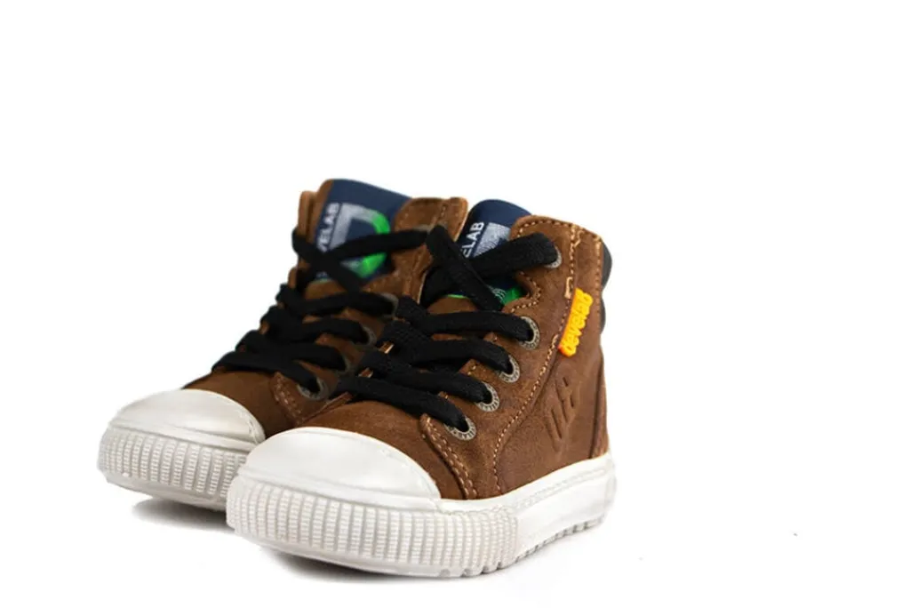 Veterschoenen^Develab Hoge Veter Cognac Suede