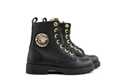 Veterboots En Bikerboots^Develab Veterboot Smiley Black Nappa