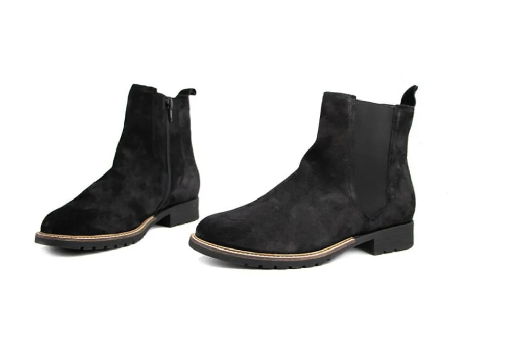 Enkellaarzen | Wijdte H^Durea Enkellaars Zwart Fox Suede H-leest