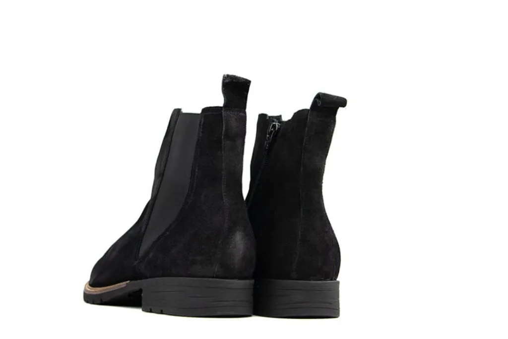 Enkellaarzen | Wijdte H^Durea Enkellaars Zwart Fox Suede H-leest