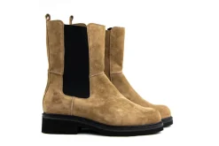Enkellaarzen | Wijdte K^Durea Hoge Chelsea Boots Taupe Suede K-leest