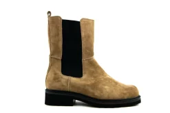Enkellaarzen | Wijdte K^Durea Hoge Chelsea Boots Taupe Suede K-leest