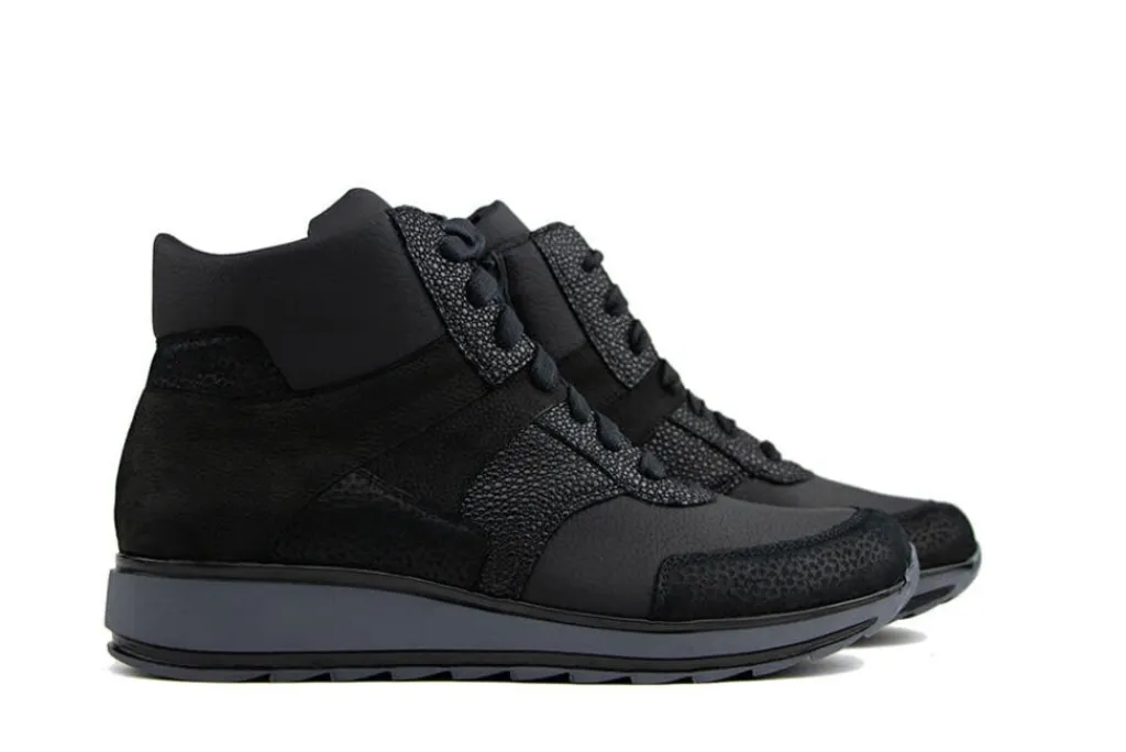 Sneakers | Wijdte H^Durea Hoge Sneaker Zwart H-leest