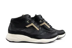 Sneakers | Wijdte H^Durea Hoge Sneaker Zwart Kroko Seppia