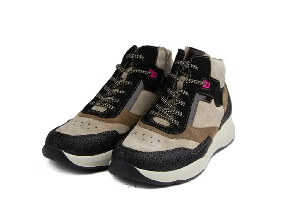 Sneakers | Wijdte H^Durea Hoge Sneaker Zwart Seppia Bordeaux H