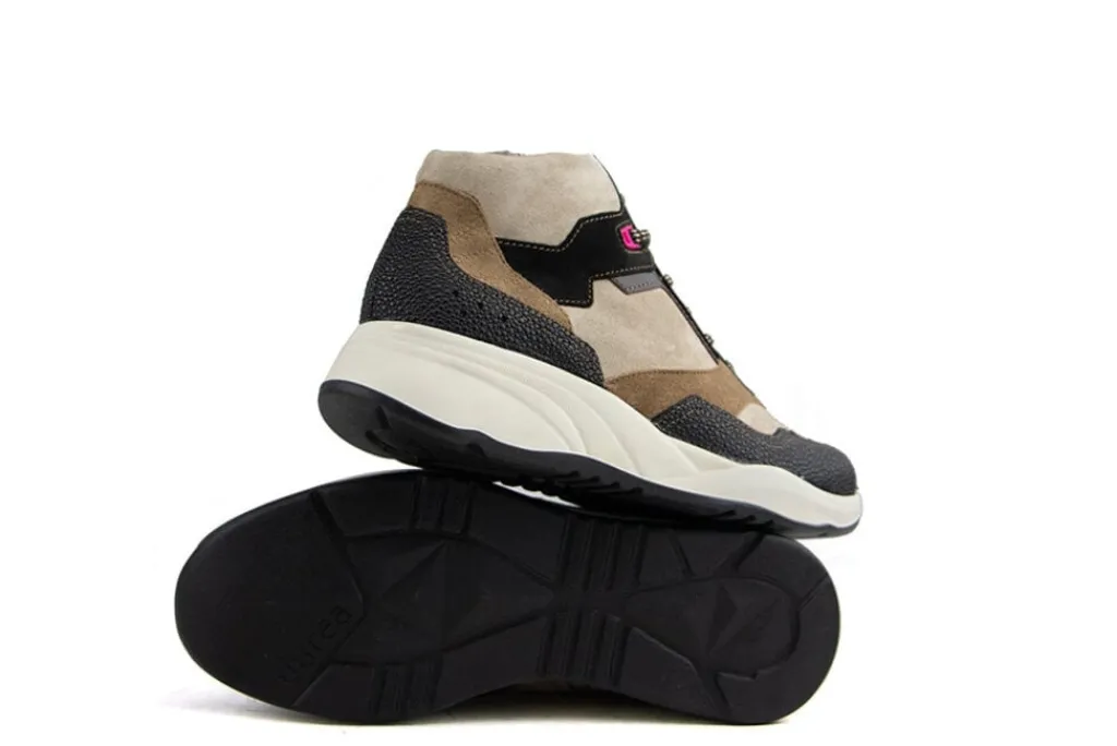 Sneakers | Wijdte H^Durea Hoge Sneaker Zwart Seppia Bordeaux H