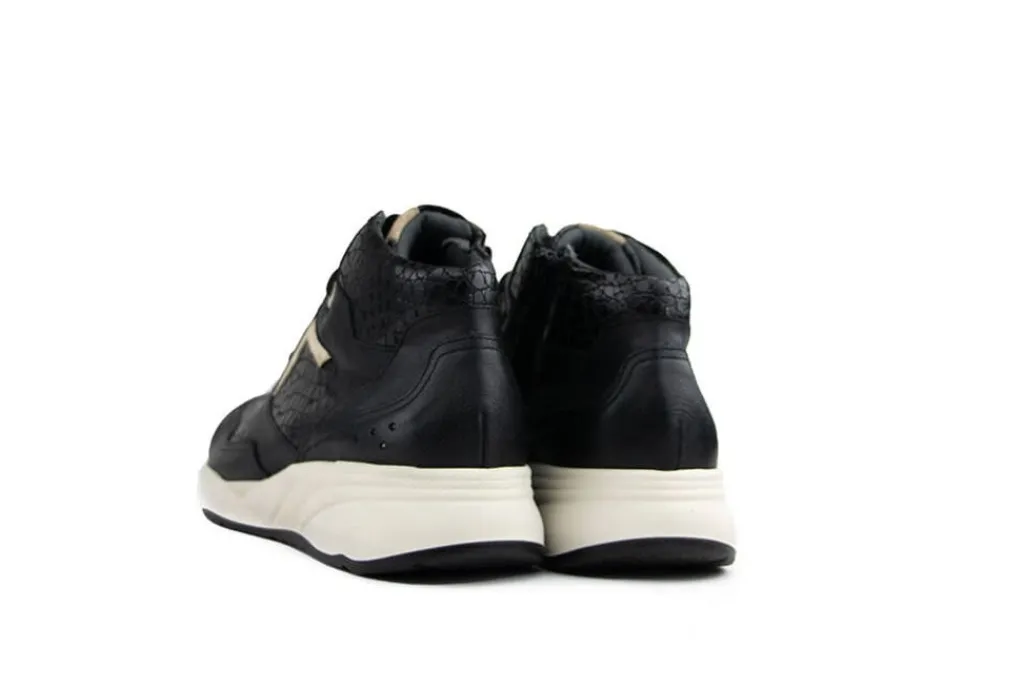 Sneakers | Wijdte H^Durea Hoge Sneaker Zwart Kroko Seppia