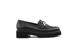 Loafers | Wijdte K^Durea Loafer Ketting Zwart Leer K-leest