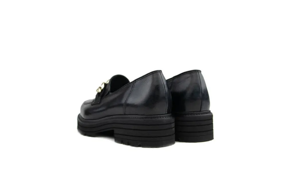 Loafers | Wijdte K^Durea Loafer Ketting Zwart Leer K-leest