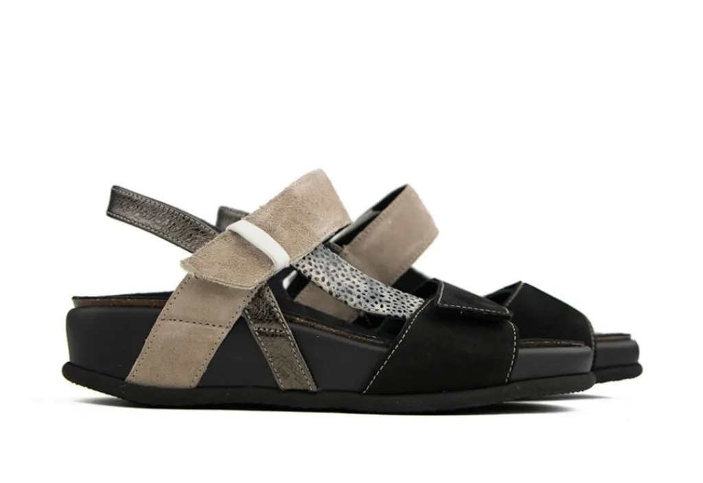 Sandalen En Slippers | Wijdte H^Durea Sandaal Zwart Taupe Walnoot H-leest