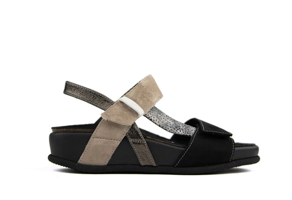 Sandalen En Slippers | Wijdte H^Durea Sandaal Zwart Taupe Walnoot H-leest