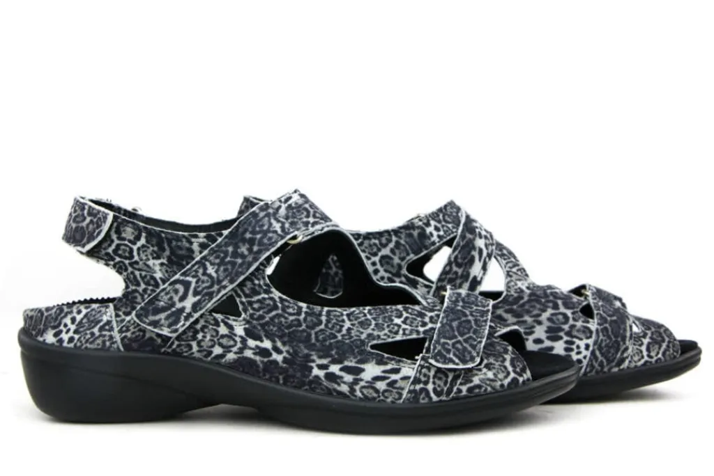 Sandalen En Slippers | Wijdte H^Durea Sandalen Zwart Wit Pixel Leopard H-leest