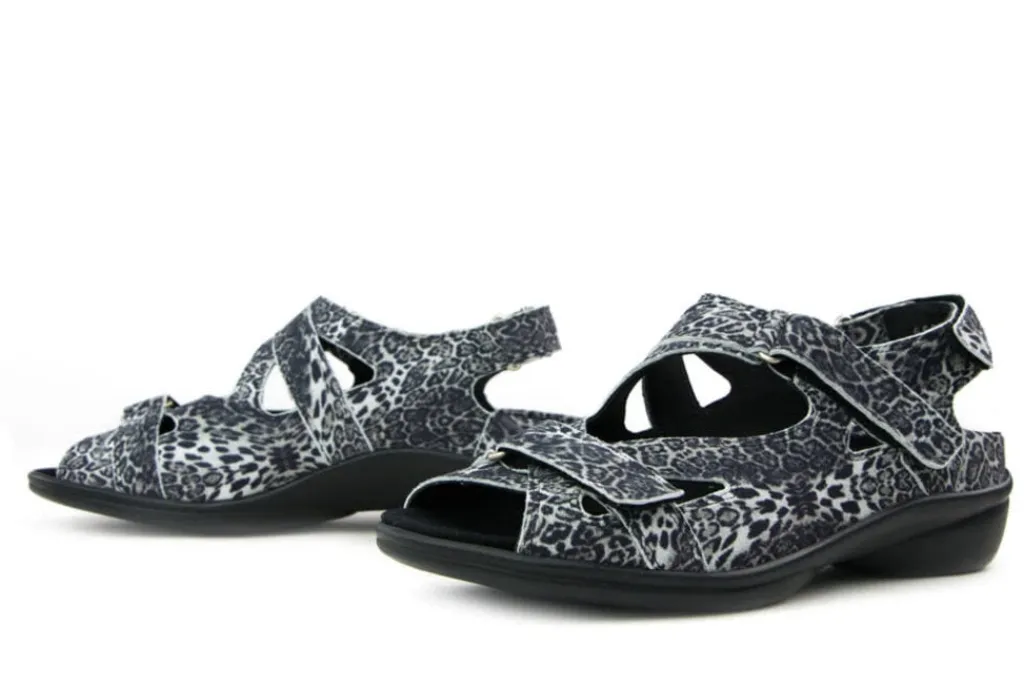 Sandalen En Slippers | Wijdte H^Durea Sandalen Zwart Wit Pixel Leopard H-leest