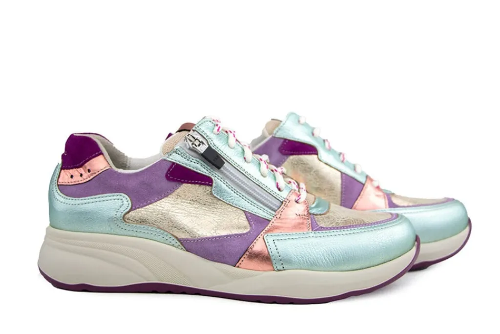 Sneakers | Wijdte K^Durea Sneaker Groen Lilla Goud Metaal K