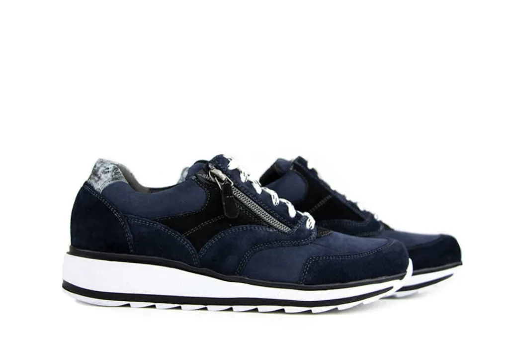 Sneakers | Wijdte H^Durea Sneaker Marine Zwart H-leest