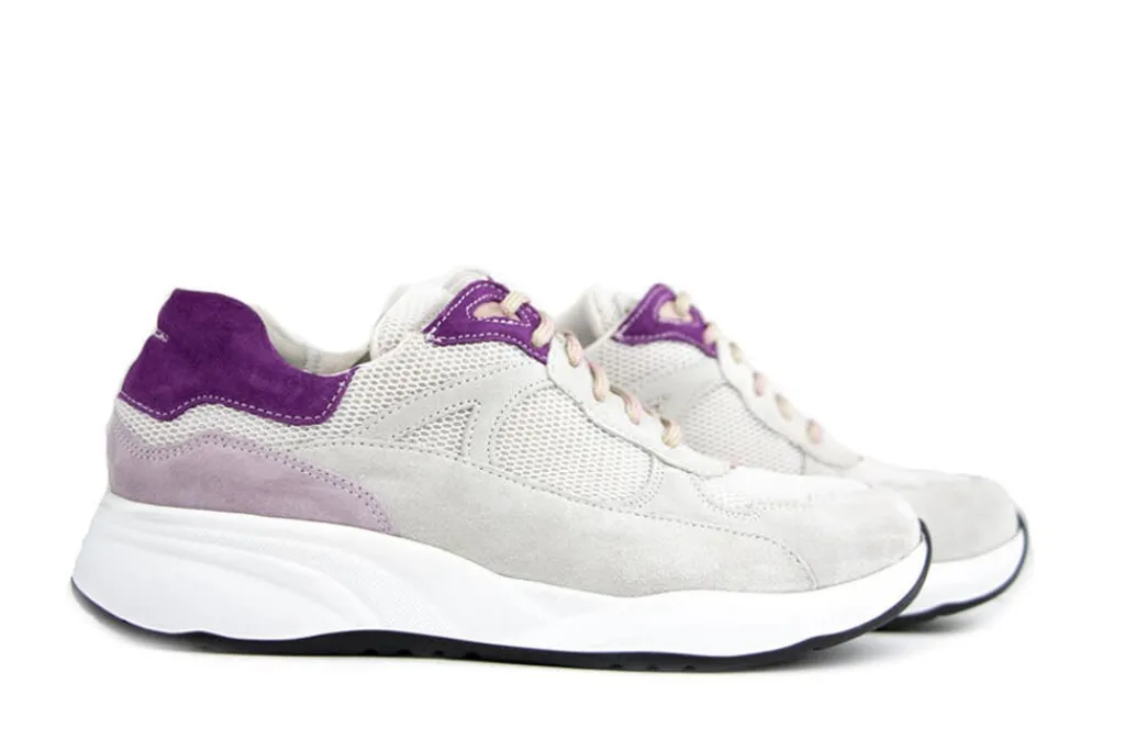 Sneakers | Wijdte H^Durea Sneaker Offwhite Taupe Lilla Viola H-leest