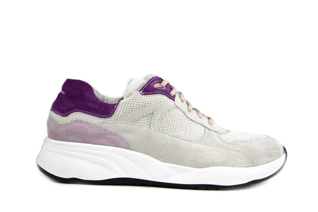 Sneakers | Wijdte H^Durea Sneaker Offwhite Taupe Lilla Viola H-leest