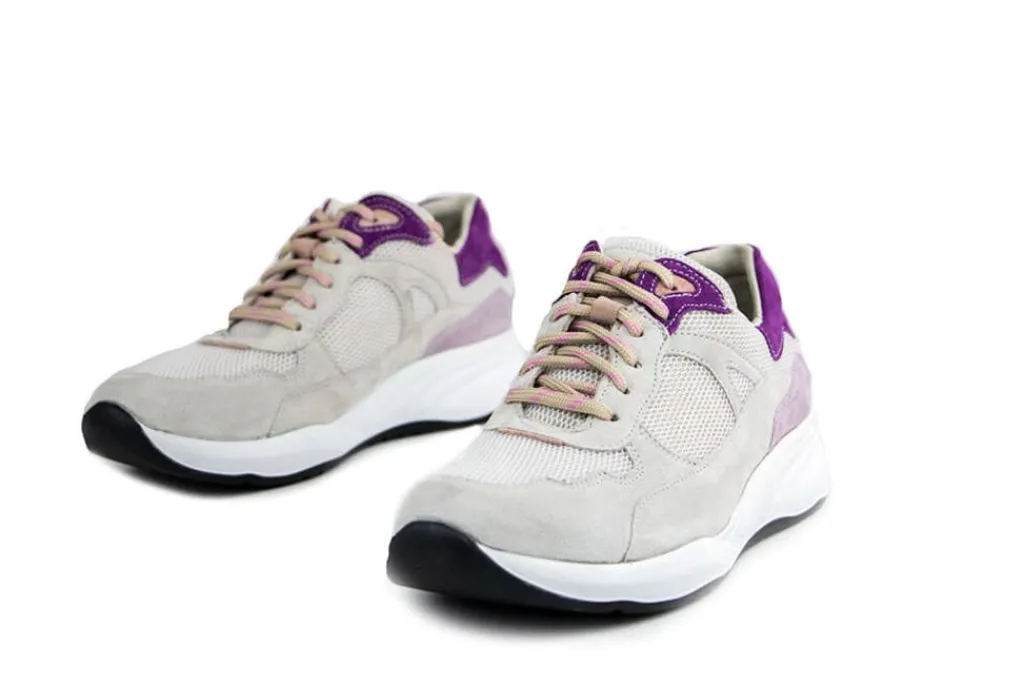 Sneakers | Wijdte H^Durea Sneaker Offwhite Taupe Lilla Viola H-leest