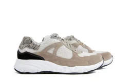Sneakers | Wijdte H^Durea Sneaker Walnoot Taupe Zwart H-leest