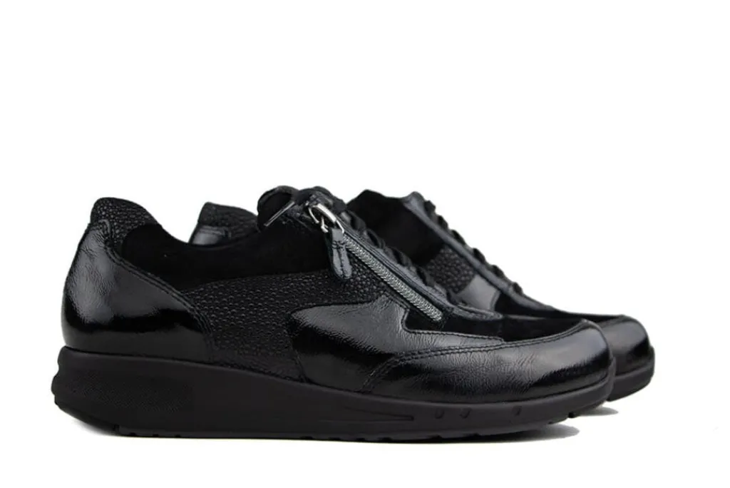Sneakers | Wijdte H^Durea Sneaker Zwart Lak Combi H-leest