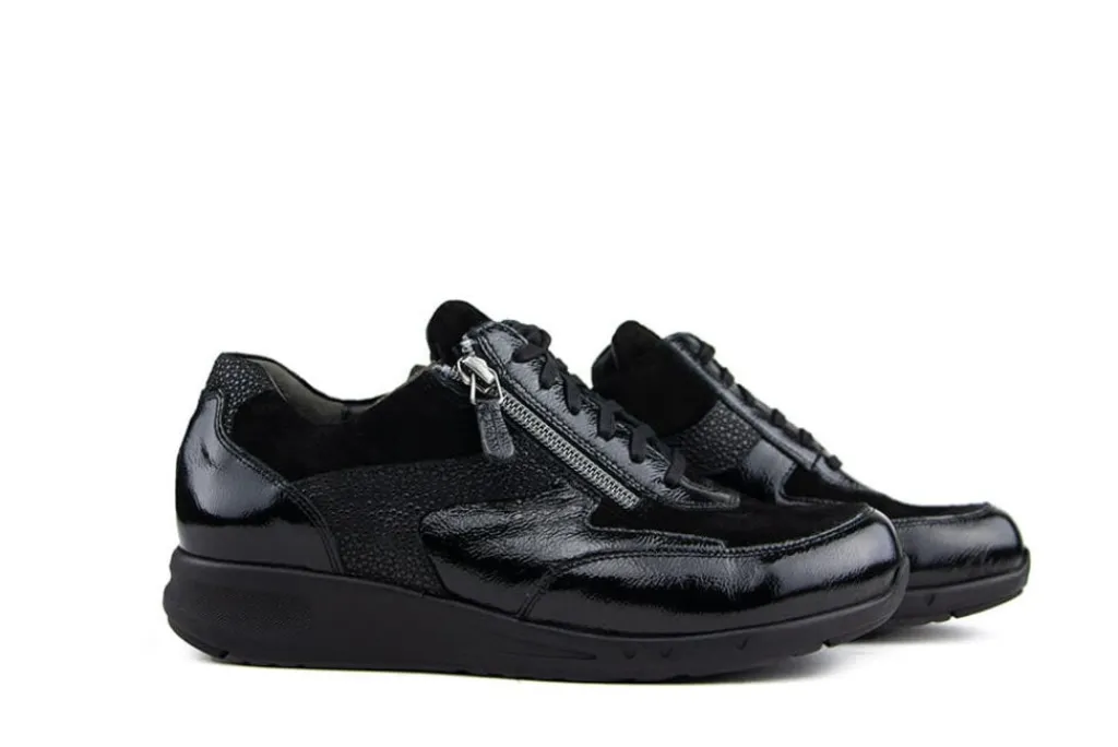 Sneakers | Wijdte K^Durea Sneaker Zwart Lak Suède K