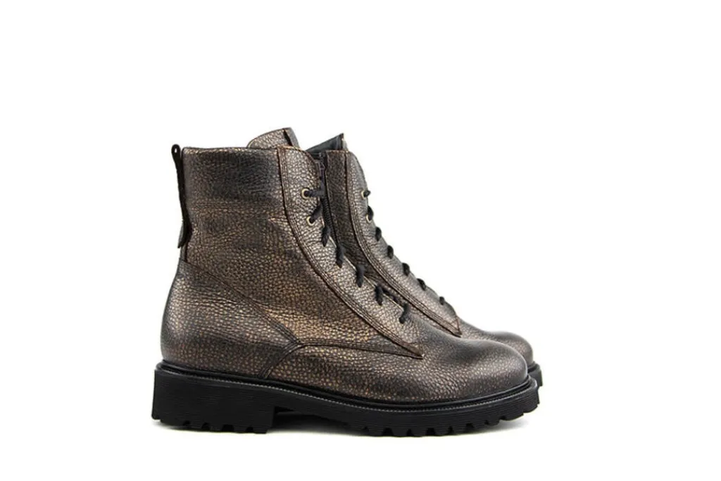 Wijdte K | Veterboots En Bikerboots^Durea Veterboot Brons Leer