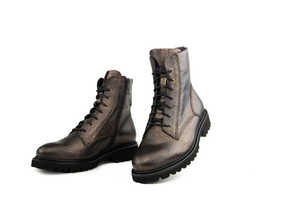 Wijdte K | Veterboots En Bikerboots^Durea Veterboot Brons Leer