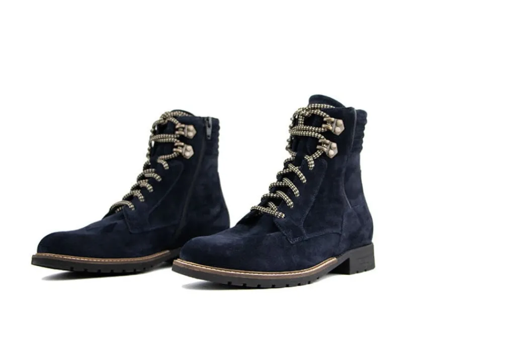 Veterboots En Bikerboots | Wijdte H^Durea Veterboot Marine Zwart H-leest