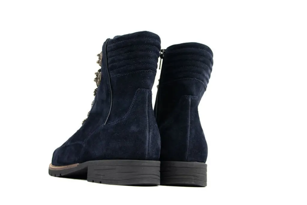 Veterboots En Bikerboots | Wijdte H^Durea Veterboot Marine Zwart H-leest