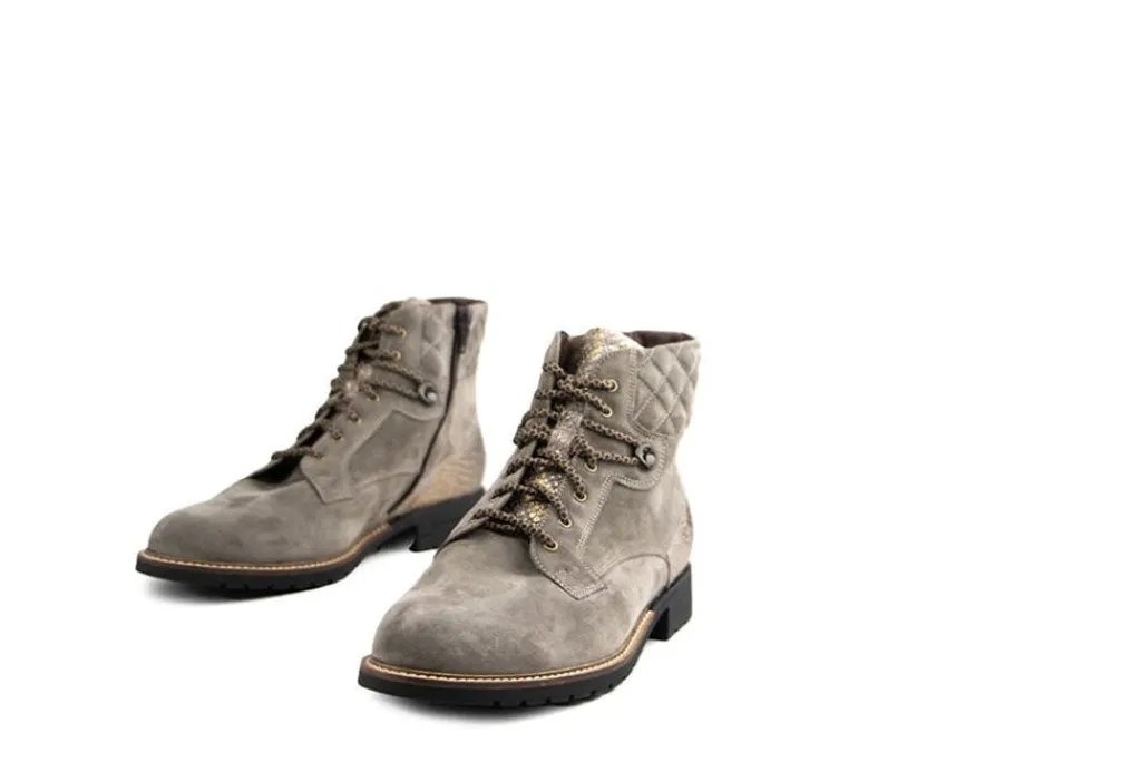 Veterboots En Bikerboots | Wijdte K^Durea Veterboot Pietra Taupe Suède