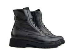 Veterboots En Bikerboots | Wijdte H^Durea Veterboot Zwart Leer H