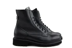Veterboots En Bikerboots | Wijdte K^Durea Veterboot Zwart Leer K