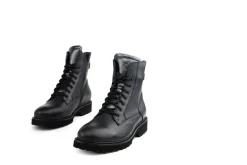 Veterboots En Bikerboots | Wijdte H^Durea Veterboot Zwart Leer H