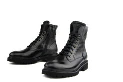 Veterboots En Bikerboots | Wijdte H^Durea Veterboot Zwart Leer H