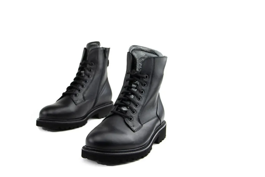 Veterboots En Bikerboots | Wijdte K^Durea Veterboot Zwart Leer K