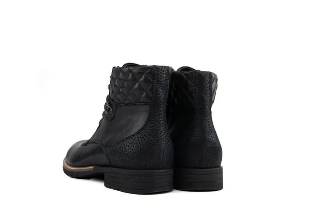Veterboots En Bikerboots | Wijdte H^Durea Veterboot Zwart Leer