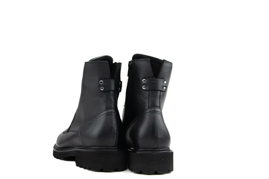 Veterboots En Bikerboots | Wijdte K^Durea Veterboot Zwart Leer K