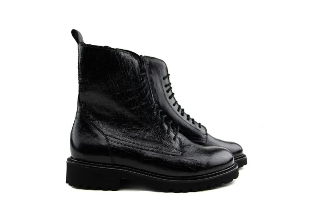 Veterboots En Bikerboots | Wijdte K^Durea Veterboot Zwart Print