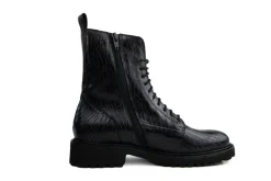 Veterboots En Bikerboots | Wijdte H^Durea Veterboot Zwart Print H